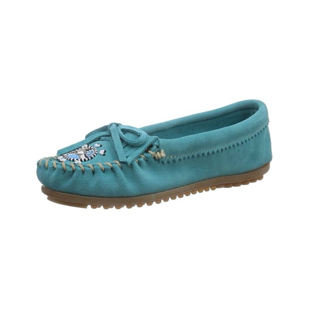 Minnetonka Teal Moccasins with Beaded Detail